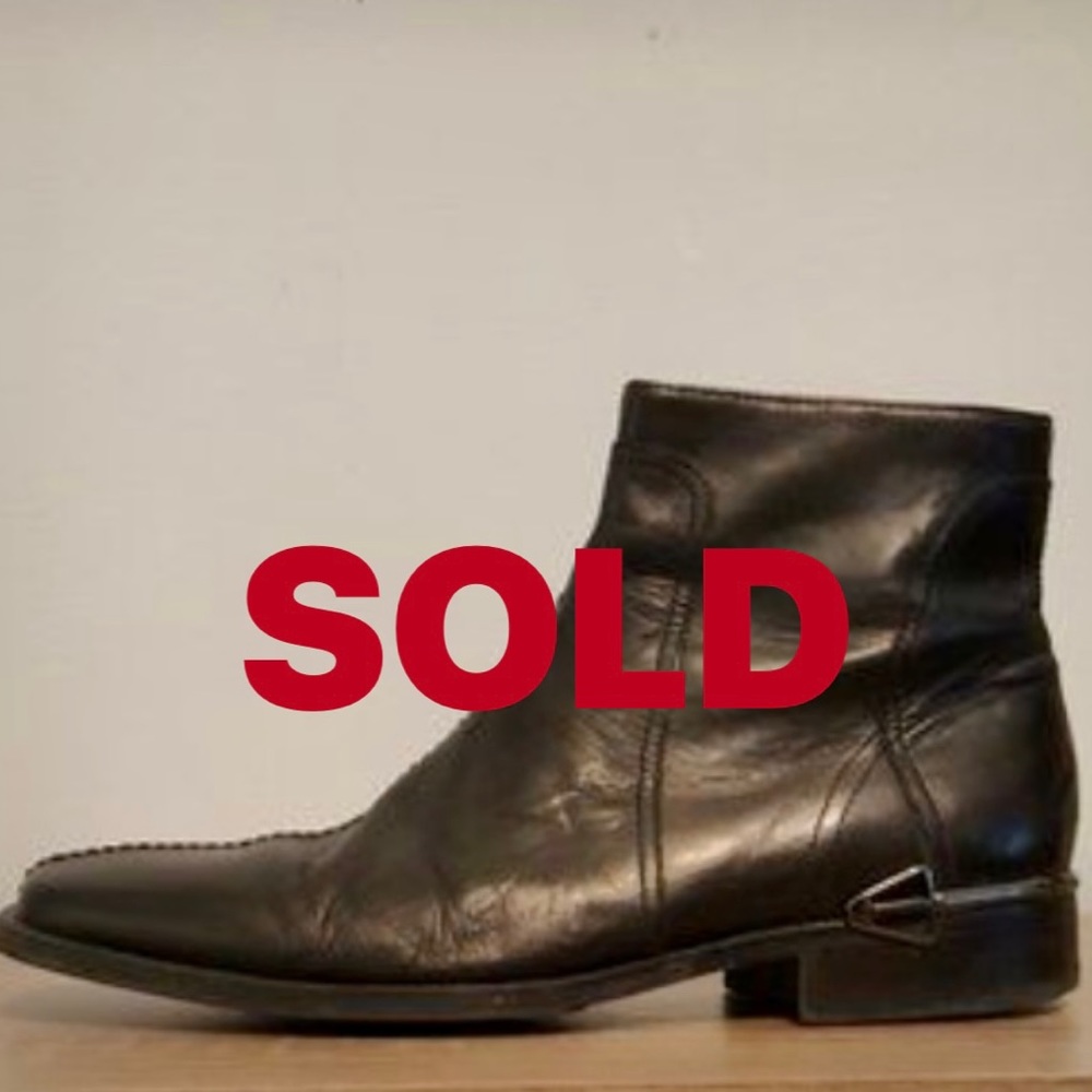 Aldo Black Leather Zip Ankle Boots.